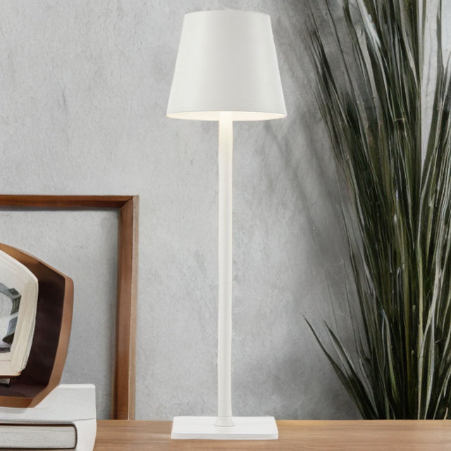 Rechargeable White Finish 5W Led Table Lamp - Dimmable, Touch-Controlled Light For Bedroom & Dining Ambiance