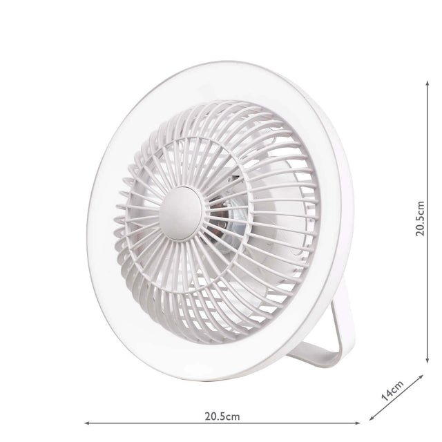 Turbo Rechargeable Desk Fan With Lamp White LED