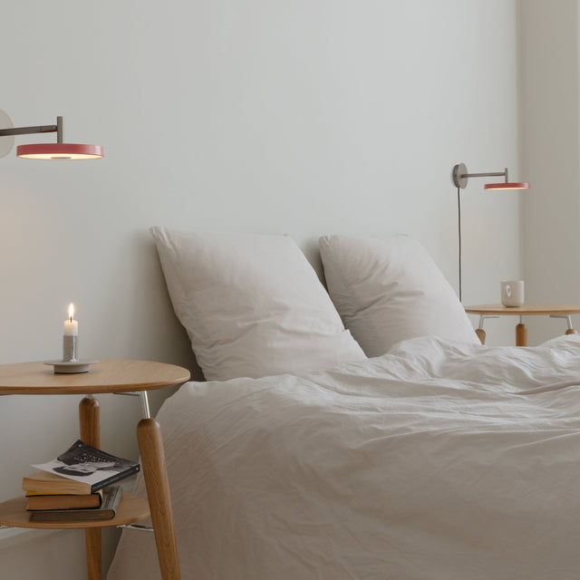 Asteria Short wall lamp, steel, nuance rose - lifestyle
