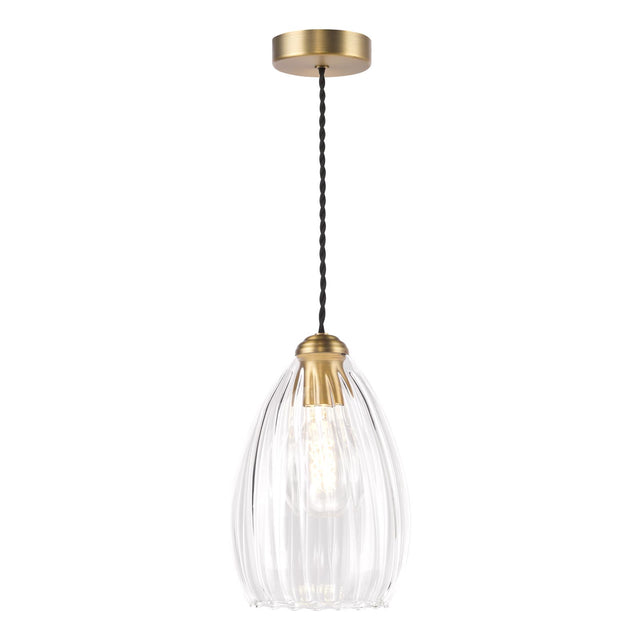 Valora Pendant Antique Bronze and Ribbed Glass