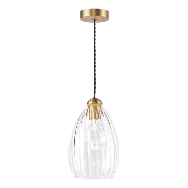 Valora Pendant Antique Bronze and Ribbed Glass