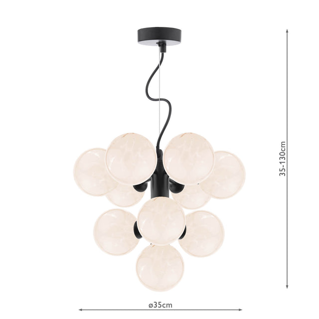 Vine 10 Light Pendant Satin Black