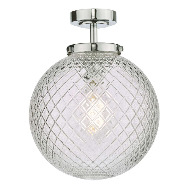 Wayne Bathroom Semi Flush Polished Chrome Glass IP44