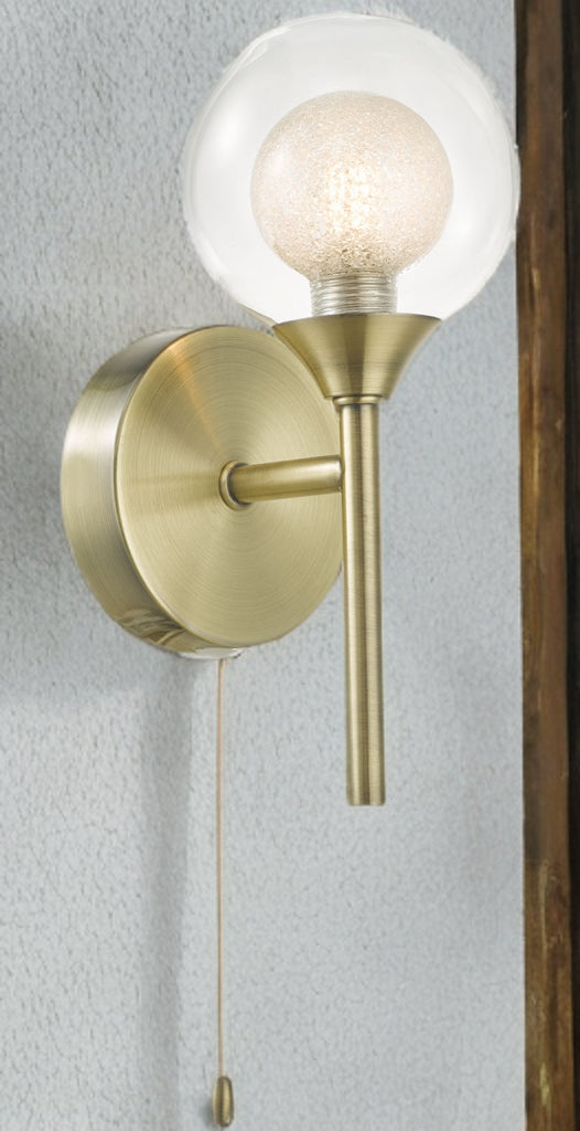 Antique Brass Acqua Globe Wall Light