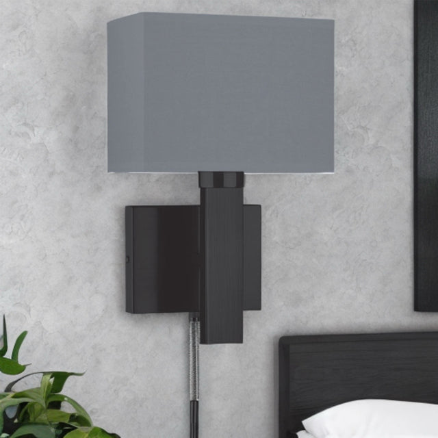 Matt Black W/ Grey Shade Décor Wall Light