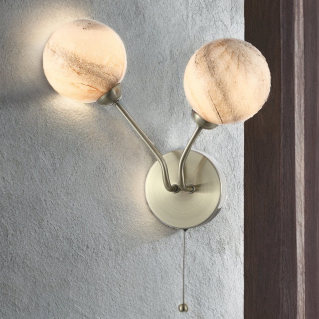 Antique Brass W/ Marble Glass Rosie Wall Light
