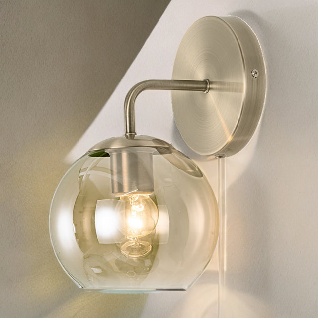 Amber Glass Globe Wall Light
