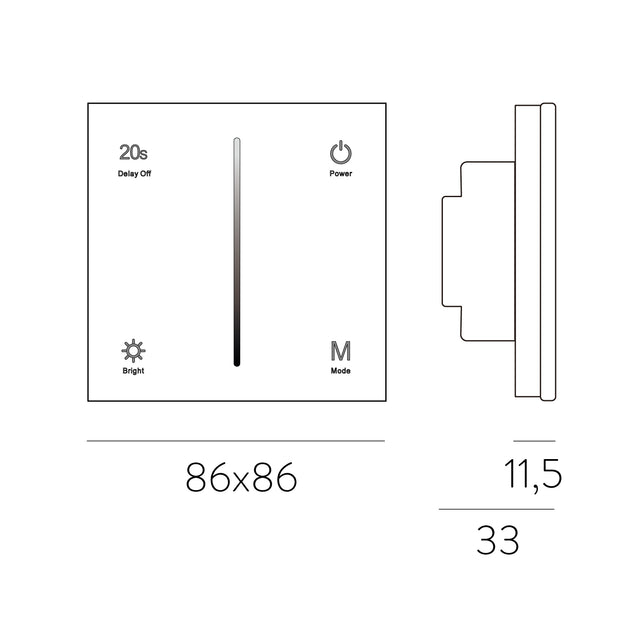 AC TRIAC TOUCH GLASS PANEL DIMMER , MODEL S1-T , 2.4GHz