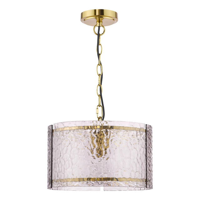 Yeva Pendant Natural Brass and Smoked Glass