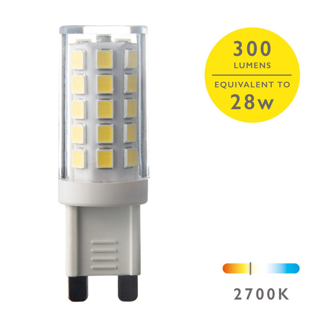 IND G9 LED LAMP 3W 370LM 2700K CLEAR