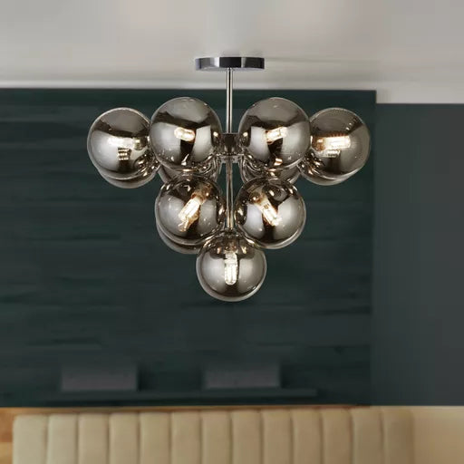 Oscar 3Lt Flush - Chrome Metal & Smoked Glass
