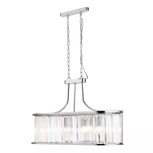 Savannah 8Lt Pendant To Flush - Chrome Metal & Clear Crystal
