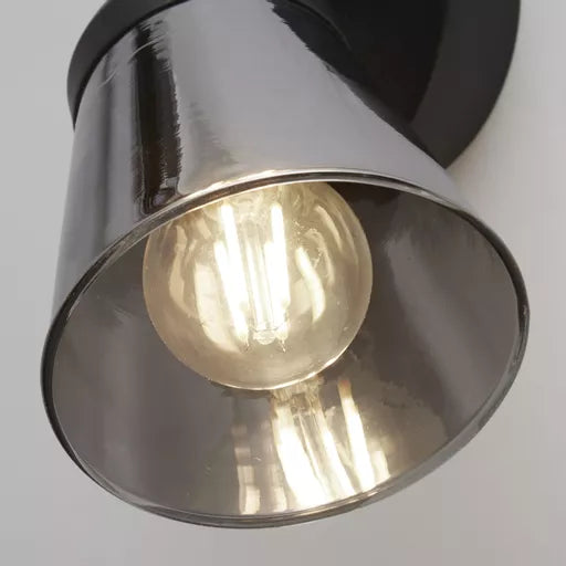 Curio Wall Light - Black Metal & Wood