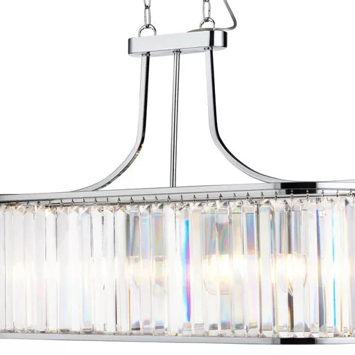 Savannah 8Lt Pendant To Flush - Chrome Metal & Clear Crystal