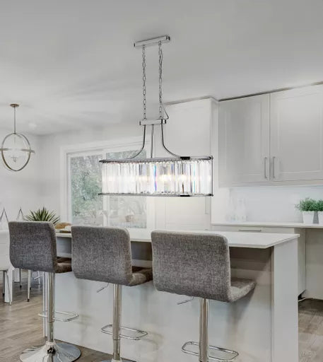 Savannah 8Lt Pendant To Flush - Chrome Metal & Clear Crystal