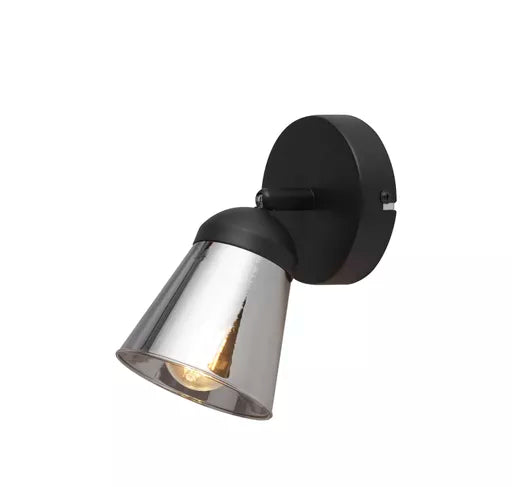 Curio Wall Light - Black Metal & Wood