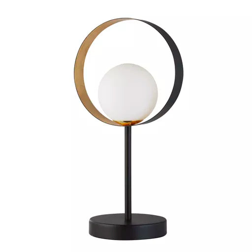 Bloom Table Lamp - Black Metal & Wood Effect