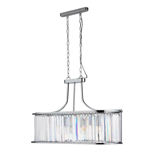 Savannah 8Lt Pendant To Flush - Chrome Metal & Clear Crystal