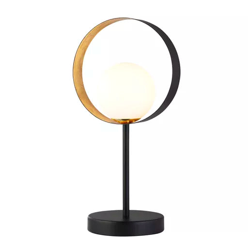 Bloom Table Lamp - Black Metal & Wood Effect