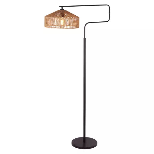 Bloom Floor Lamp - Black Metal & Wood Effect