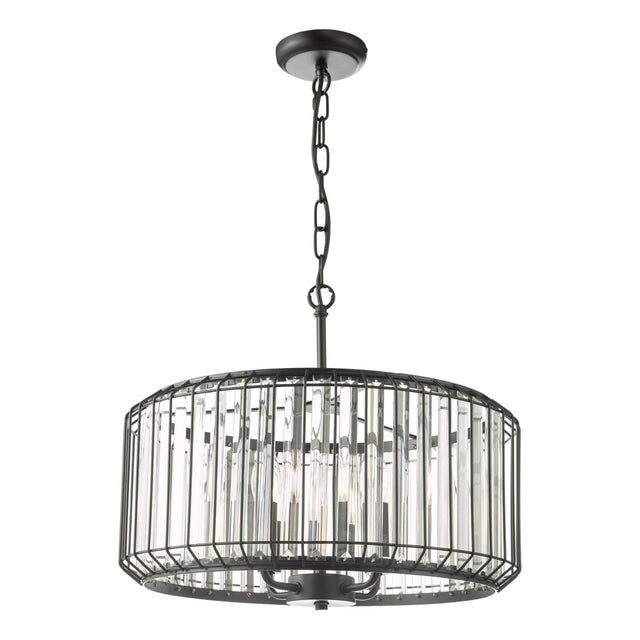 Naeva 4 Light Pendant Satin Black Crystal