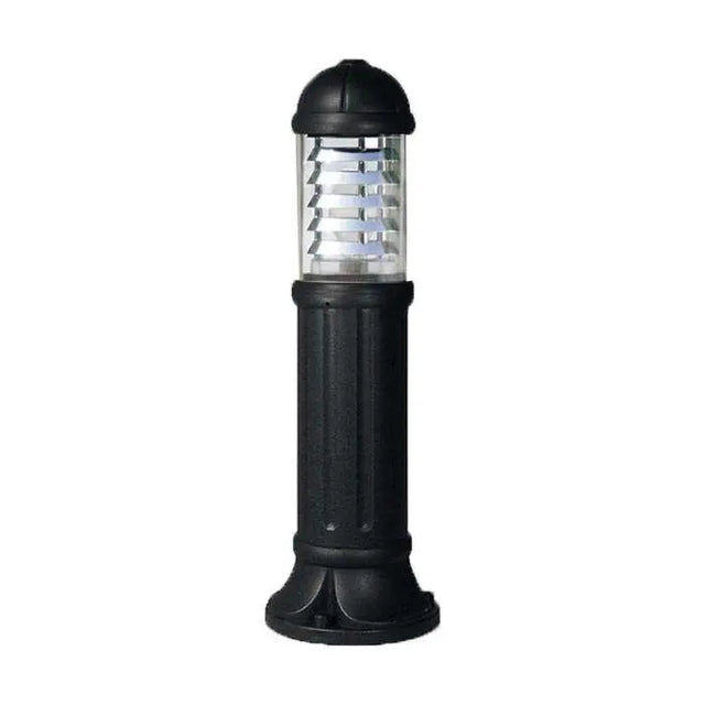 Sauro 800 Chrome Louvre Black Clear E27 Bollard Post Light