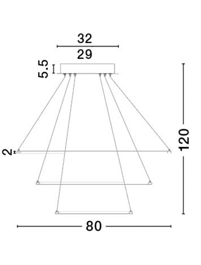 ARIA Dimmable Chrome Aluminium & Acrylic Adjustable LED 145 Watt 230 Volt 8100Lm 3000K IP20 D: 80 H: 120 cm