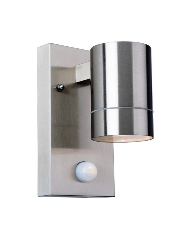 Colt' IP44 Single Light Outdoor Wall Lamp with PIR Sensor, Stainless Steel Finish