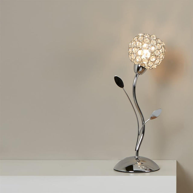 BELLIS II - TABLE LAMP, CHROME, CLEAR GLASS DECO SHADE