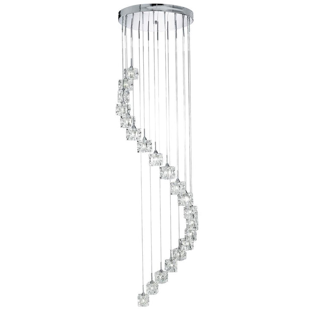 ICE CUBE (DIM) LED  - 20LT MULTI-DROP (HEIGHT 180cm), CLEAR GLASS, CHROME