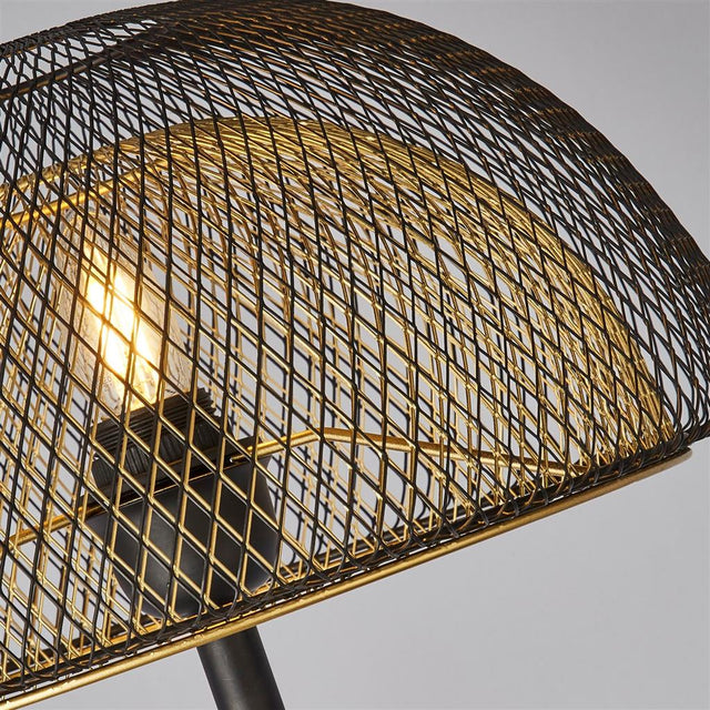 HONEYCOMB 1LT DOUBLE LAYERED MESH FLOOR LAMP - BLACK OUTER WITH GOLD INNER