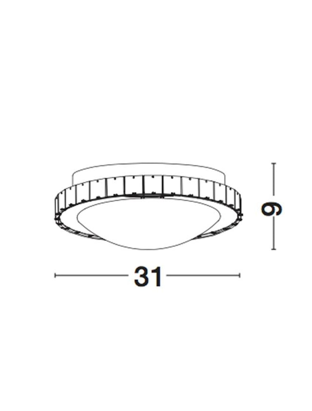 PALERMO Chrome Metal White Glass & K9 Crystal LED E27 2x12 Watt IP20 Bulb Excluded D: 31 H: 9 cm