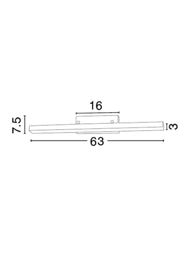MODENA Chrome Aluminium & Acrylic LED 18W 1513Lm 3000K IP44 L: 63 W1: 3 W2: 7.5 H: 7.5 cm