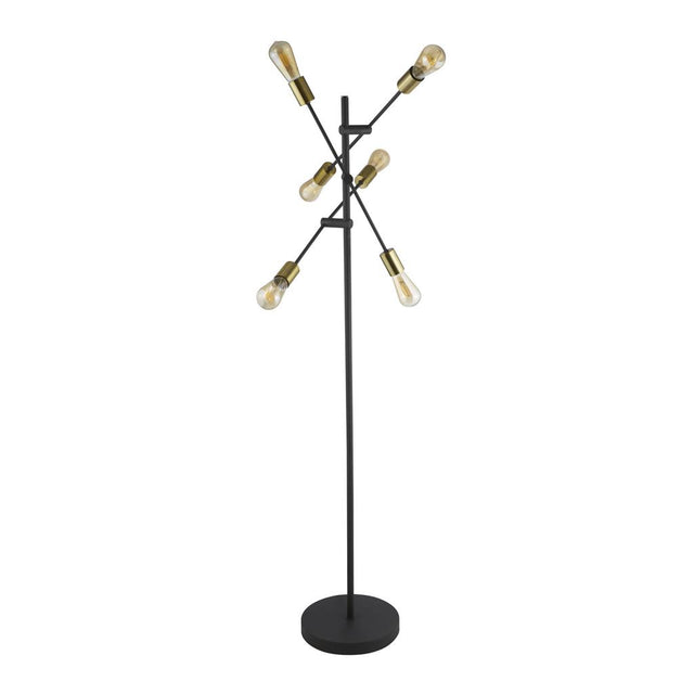 ARMSTRONG 6LT FLOOR LAMP BLACK AND SATIN BRASS