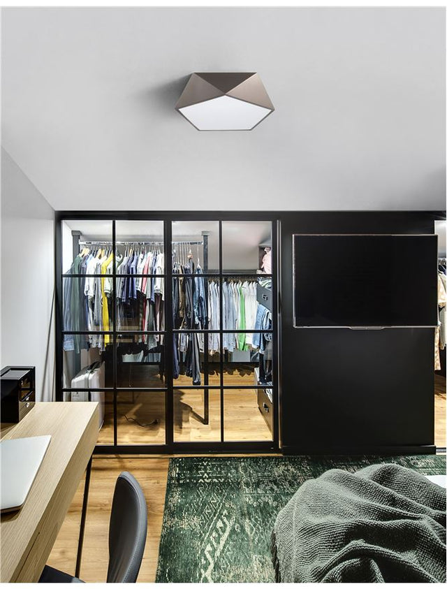 DARIUS Ceiling lamp Metal & Acrylic Diffuser Bronze Outside & Matt White Inside LED E27 4x12 Watt L:40 H:10cm