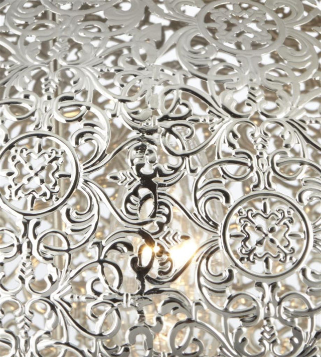 FRETWORK 1LT SHINY NICKEL MOROCCAN TABLE LAMP