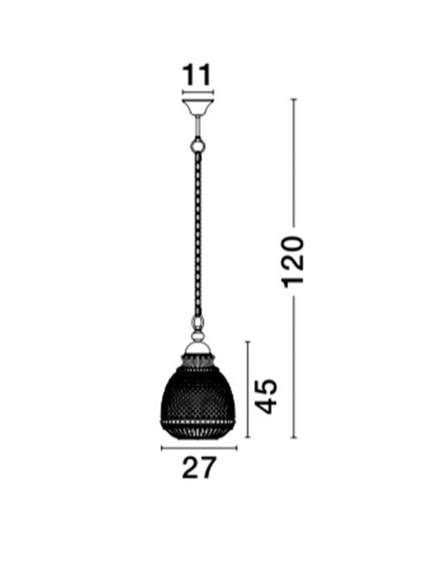 TOULON Clear Glass Dark Brown Base & Chain LED E27 1x12W IP20 Bulb Excluded D: 27 H1: 45 H2: 120 cm