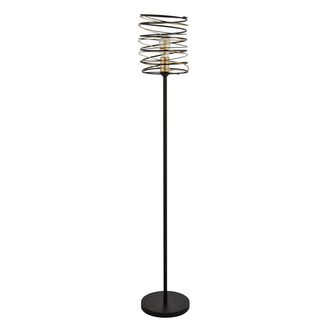 1LT SPRING FLOOR LAMP, BLACK AND GOLD