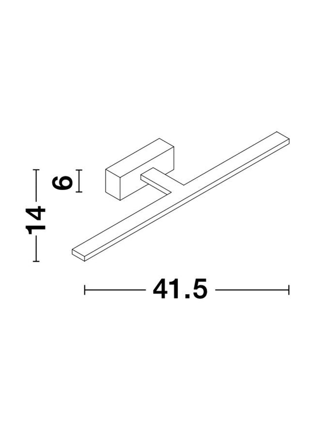 MONDRIAN Sandy Black Aluminium & AcrylicLED 12 Watt 220-240 Volt913Lm 3000K IP44 L: 41.5 W:14 H: 6 cm