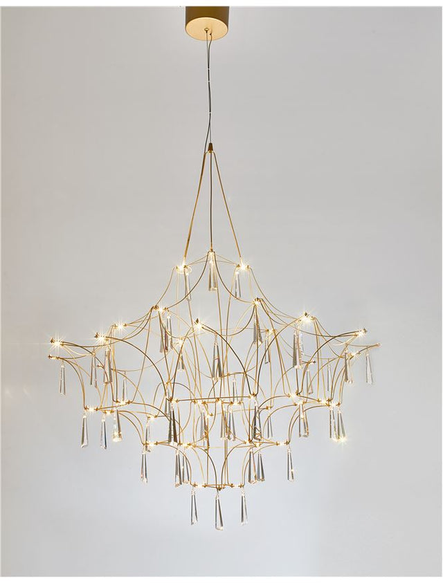 GORO Clear Crystal & Gold Metal LED 20 Watt 230 Volt 2000Lm 3000K IP20 D: 80 H: 160 cm