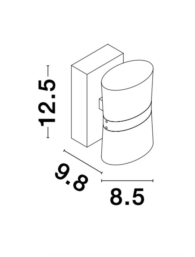 SABIA Chrome Aluminum & Acrylic LED 10 Watt 220-240 Volt 1007Lm 3000K IP44 L: 8.5 W: 9.8 H: 12.5 cm