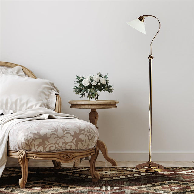 ADJUSTABLE FLOOR STANDARD A/BRASS CW GLASS
