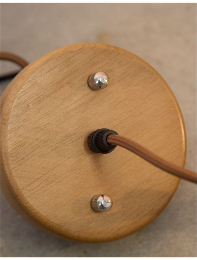 ADANA Natural Wood Brown Fabric Cable LED E27 1x12 Watt 230 Volt IP20 Bulb Excluded D: 35 H1: 30 H2: 230 cm