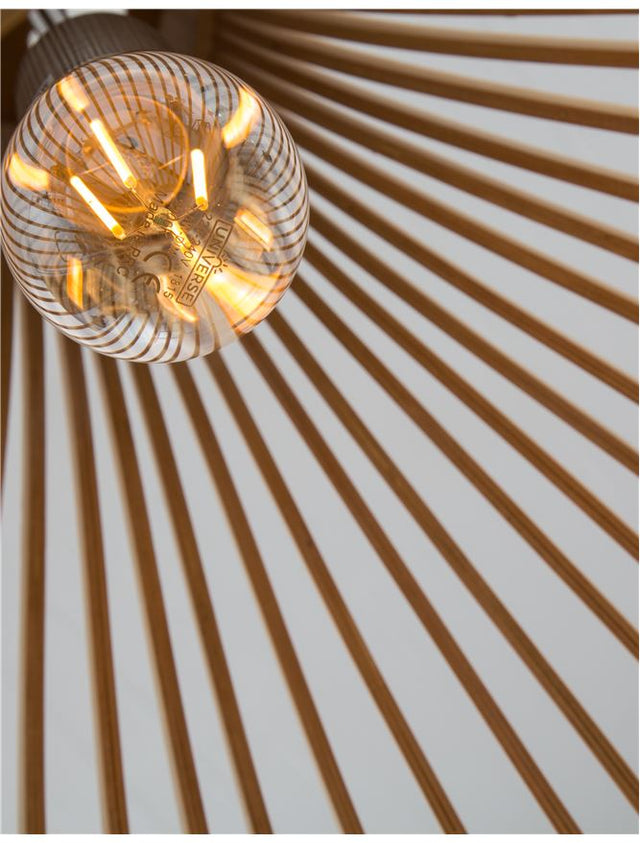 SOHO Natural Wood Brown Fabric Cable Solid Wood Canopy LED E27 1x12 Watt 230 Volt IP20 Bulb Excluded D: 38 H1: 55 H2: 245 cm