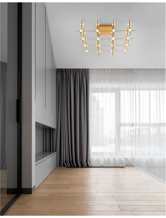 ATOMO Gold Metal & Acrylic LED 36 x 2.4 Watt 230 Volt 6048Lm 3000K IP20 L: 75 W: 69 H: 40.5 cm Included Remote Control