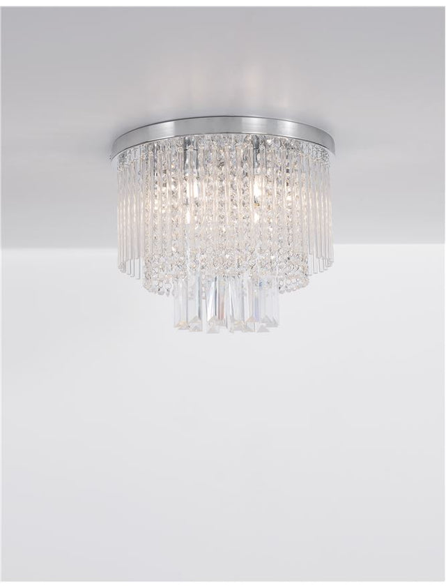 NUNZIA Chrome Metal Glass & K9 Crystal LED G9 6x5 Watt 230 Volt IP20 Bulb Excluded D: 35 H: 27 cm
