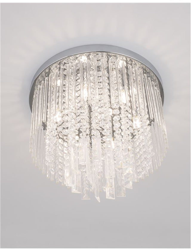 NUNZIA Chrome Metal Glass & K9 Crystal LED G9 6x5 Watt 230 Volt IP20 Bulb Excluded D: 35 H: 27 cm