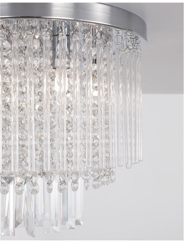 NUNZIA Chrome Metal Glass & K9 Crystal LED G9 6x5 Watt 230 Volt IP20 Bulb Excluded D: 35 H: 27 cm