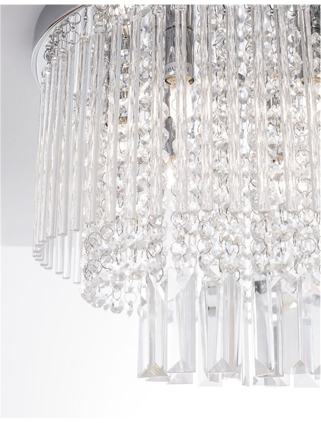 NUNZIA Chrome Metal Glass & K9 Crystal LED G9 6x5 Watt 230 Volt IP20 Bulb Excluded D: 35 H: 27 cm