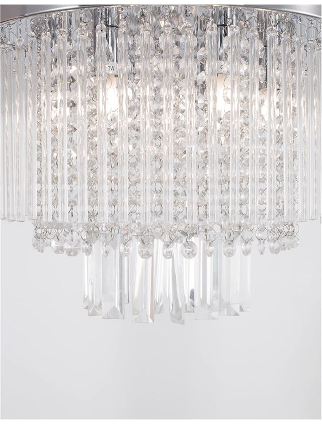 NUNZIA Chrome Metal Glass & K9 Crystal LED G9 6x5 Watt 230 Volt IP20 Bulb Excluded D: 35 H: 27 cm